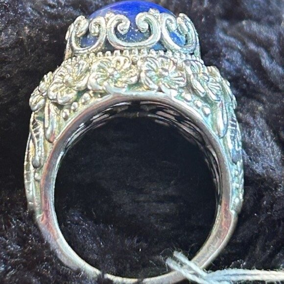 Karis collection Lapis Silver toned ring marked with STS - Picture 2 of 5